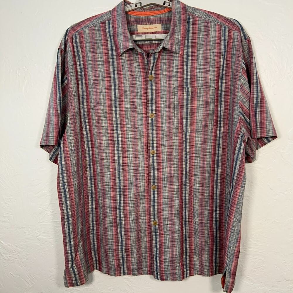 Tommy Bahama Island Modern Isla Blend Camp Shirt Men’s XXL Oceanic Stripe Silk